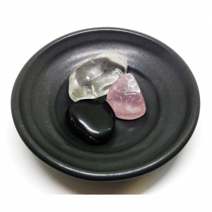 BE Wundervoll Bowl Healingstones Love Light Turmalin Rosenquarz Amethyst Bergkristall Keramik handmade