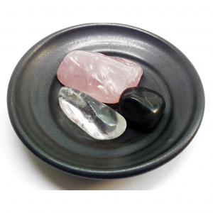BE Wundervoll Bowl Healingstones Love Light Turmalin Rosenquarz Amethyst Bergkristall Keramik handmade