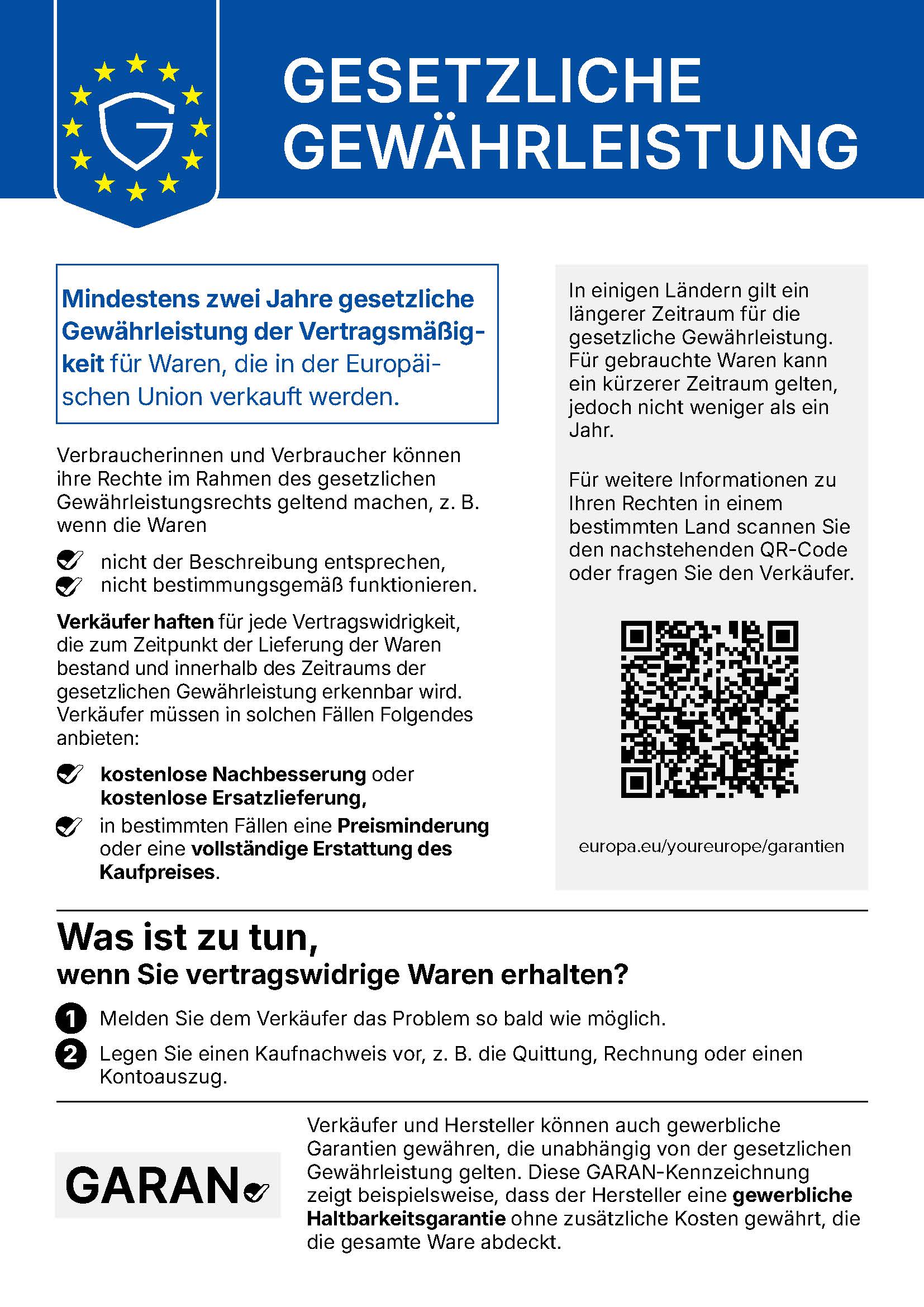 Offizieller EU-Gewährleistungshinweis