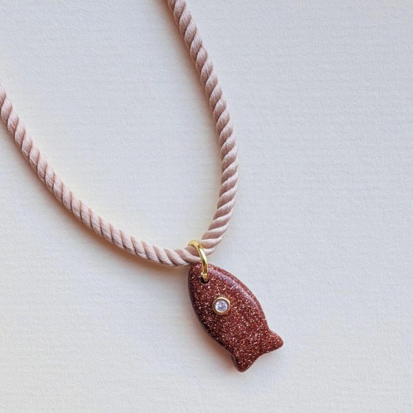 GOLDSTONE FISH CORD NECKLACE