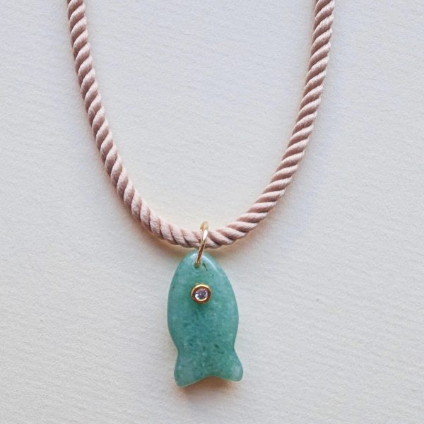 AVENTURINE FISH CORD NECKLACE AVENTURINE FISH CORD NECKLACE