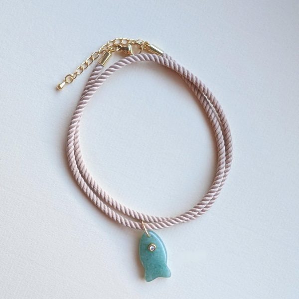 AVENTURINE FISH CORD NECKLACE AVENTURINE FISH CORD NECKLACE